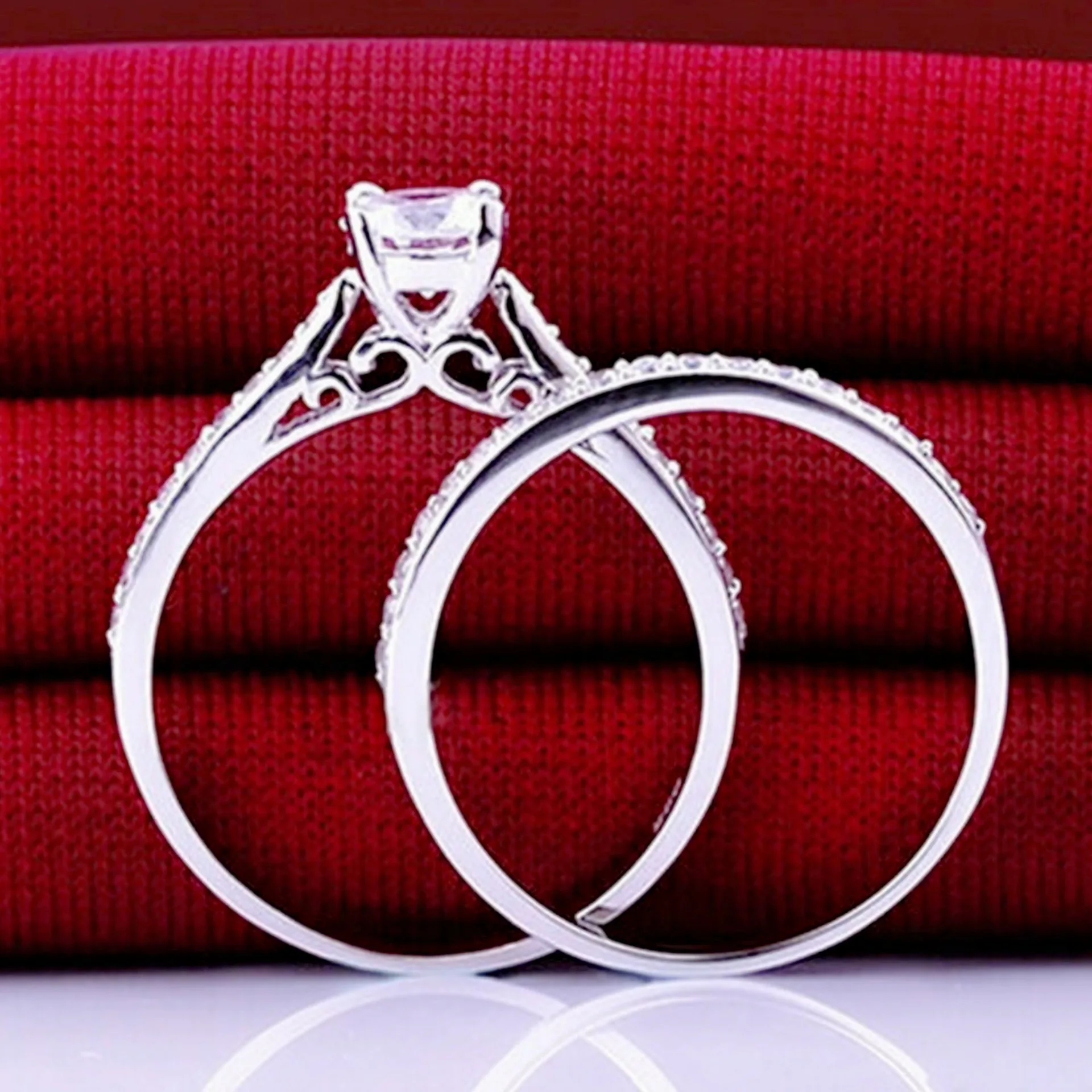 خاتم Lihong من الفضة الإسترليني عيار 925 مرصع بالزركون للنساء والأزواج وإكسسوارات عصرية لحفلات الزفاف أو الذكرى السنوية #2