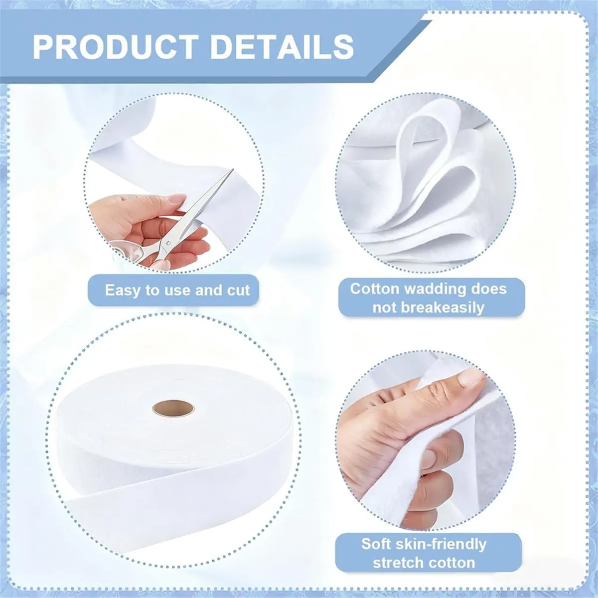 2 Rolls 1/4 Inch Batting Strips Jelly Cotton Strips Cotton
