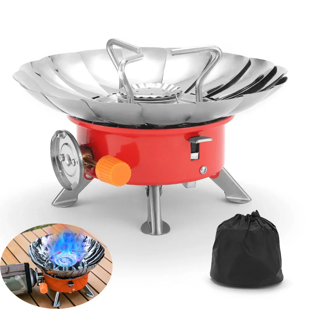 Portable Windproof Stove Folding Ultralight Picnic Cooker Camping Wind Proof Gas Stove Outdoor Fire Stove for Travel Camping