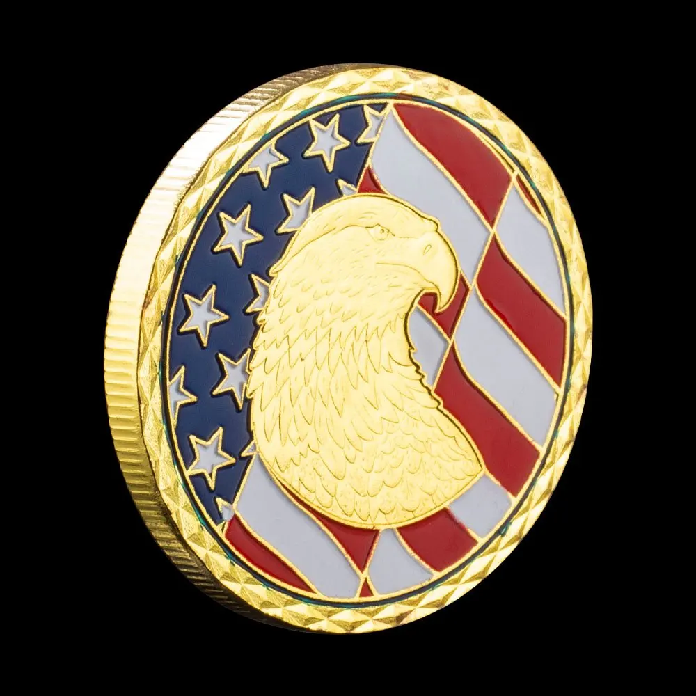 عملة تذكارية مطلية بالذهب ، خفر السواحل الأمريكي ، تذكار نصف مخضرم ، نمط النسر الأصلع ، هدية قابلة للجمع
