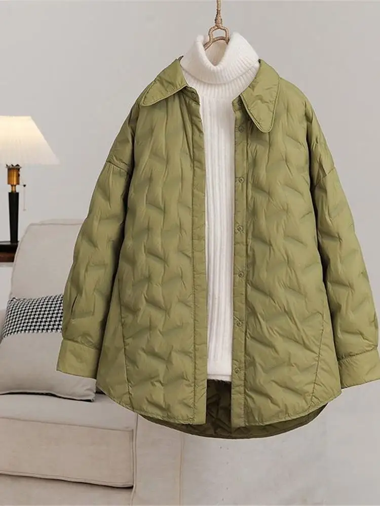 

Светлое женское пуховое пальто средней длины с пайетками, легкое, повседневное, приталенное, с длинными рукавами