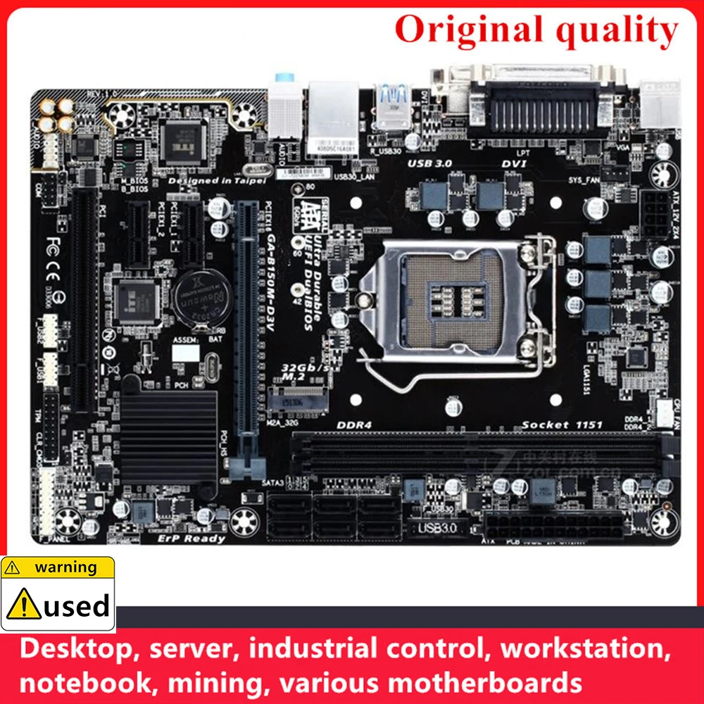 

For GA-B150M-D3V Motherboards LGA 1151 DDR4 32GB M-ATX For Intel B150 Desktop Mainboard SATA III USB3.0