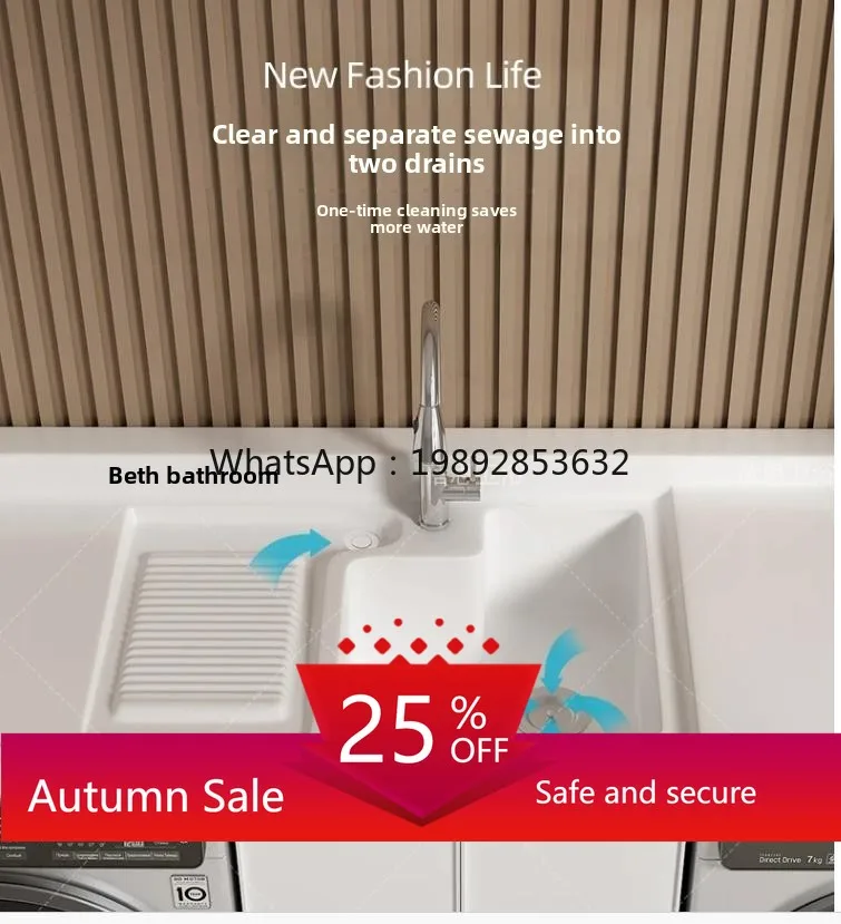 

Balcony Space Aluminum Laundry Cabinet Combination Outdoor Basin Pool Integrated Cabinet
