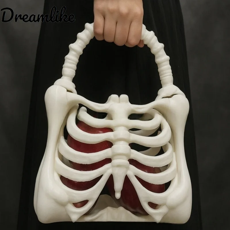 

Women Girls Punk Hiphop Horror Skeleton Bag Y2k Original Design Halloween Funny Handbag 3D Print Skull Bag Retro Novelty