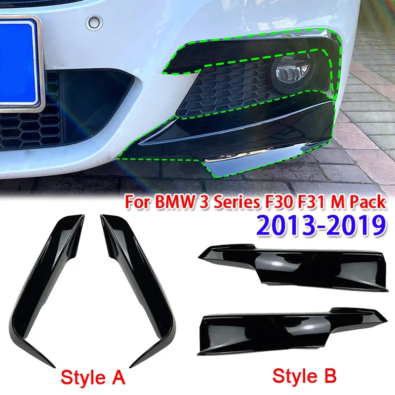 2pcs Car Front Bumper Splitter for BMW 3 Series F30 F31 M Pack 2013-2019