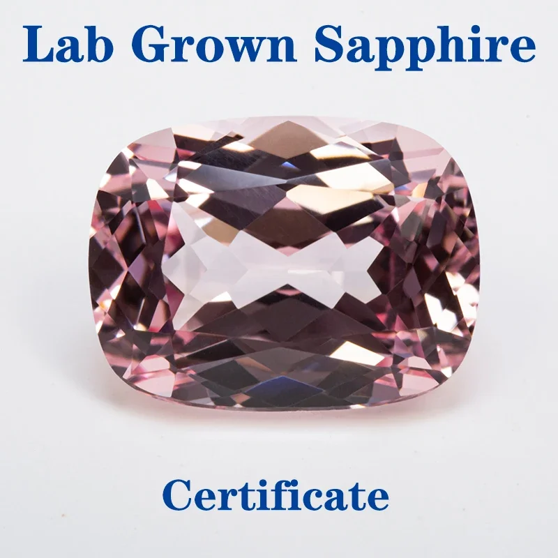

Lab Grown Sapphire Rectangular Cushion Shape Cherry blossom powder VVS1 Selectable AGL Certificate Charms DIY for Jewel Making