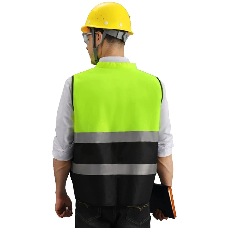 High Visibility Reflective Vest Zippered Construction Worker Safety Clothing Traffic Motorcycle Reflective Vest