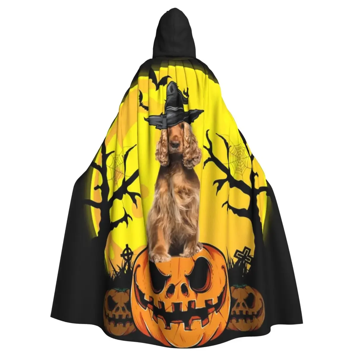 

Halloween Spaniel Long Hooded Cloak Witch Medieval Costume Cosplay Cape HalloweenCoat Adult Unisex keep warm Water Resistant