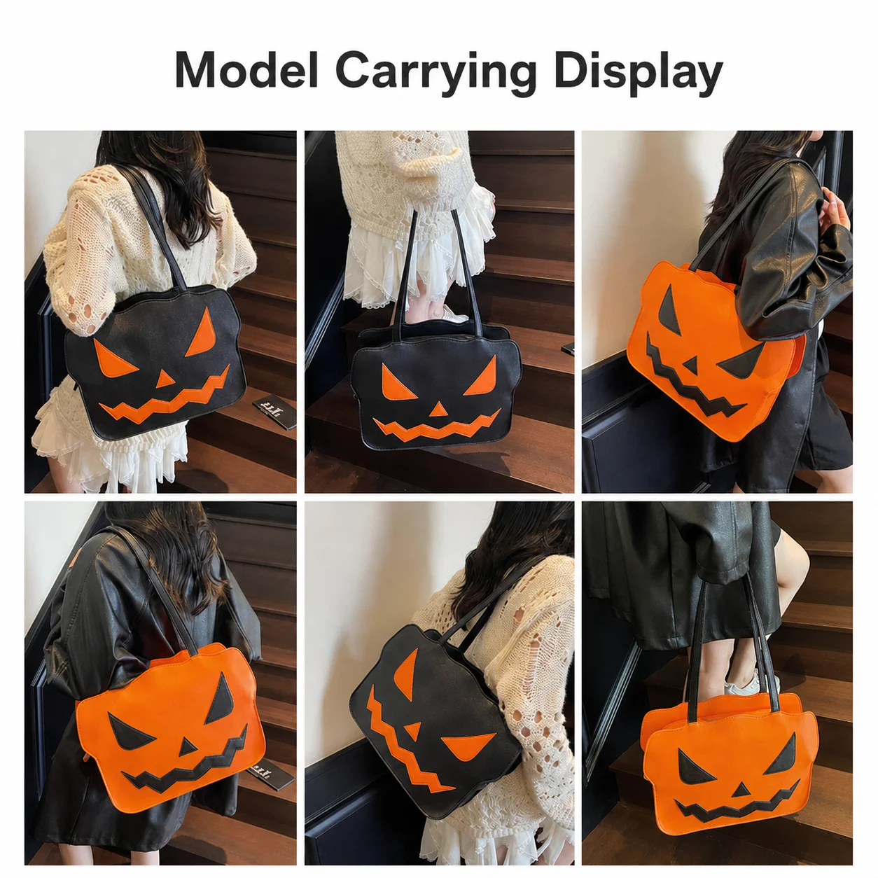 Halloween Tote Bag Themed Women'S Tote Handbag Jack-O'-Lantern Face Tote Bag Halloween For Daily Outings Daily Commute Shopping