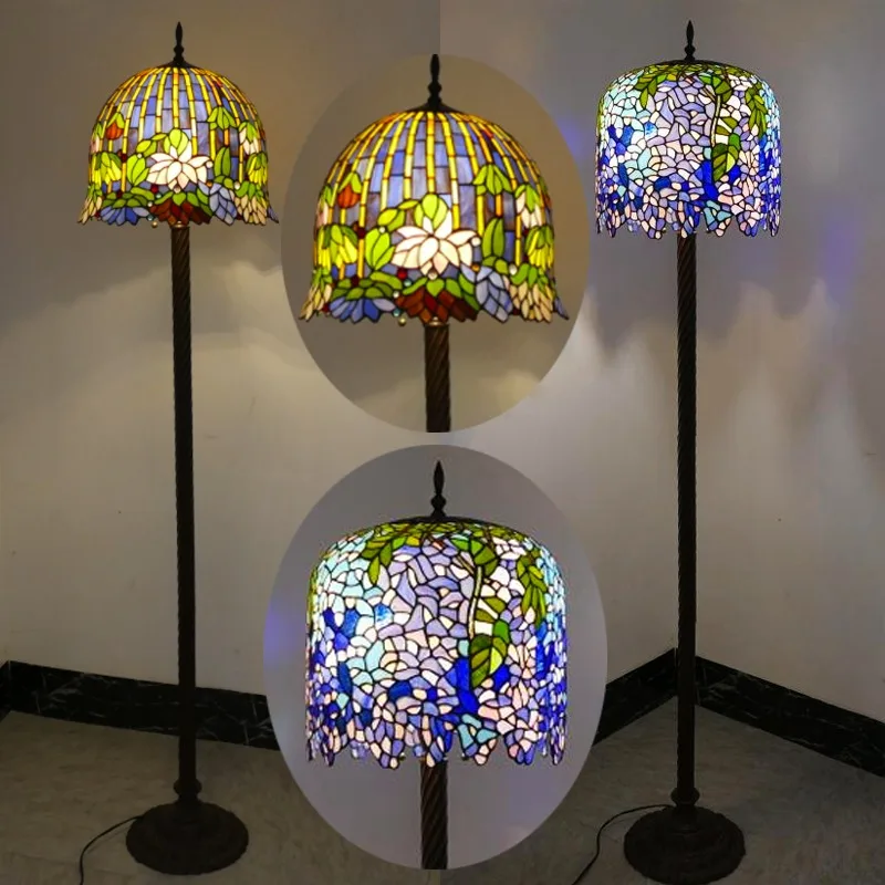 

French pastoral style small fresh bedroom living room floor lamp niche foot button LED vertical decorative lamp