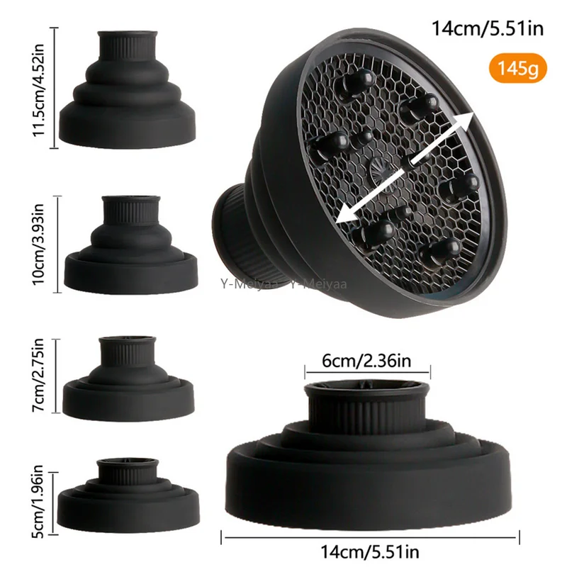 غطاء ناشر مجفف شعر من السيليكون العالمي قابل للتعديل وقابل للطي أداة صالون مقاومة للحرارة وتشتيت الشعر والمساعدة في التجفيف #1