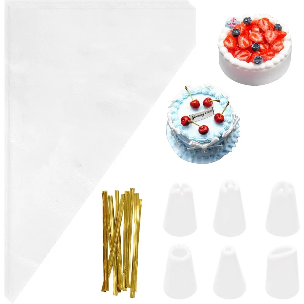 

6Pcs Mini Cake Decorating Tips with 8 Piping Bags Dollhouse Cake Decor Modeling Tool Mini Pastry Tips for Mini Polymer Clay Doll