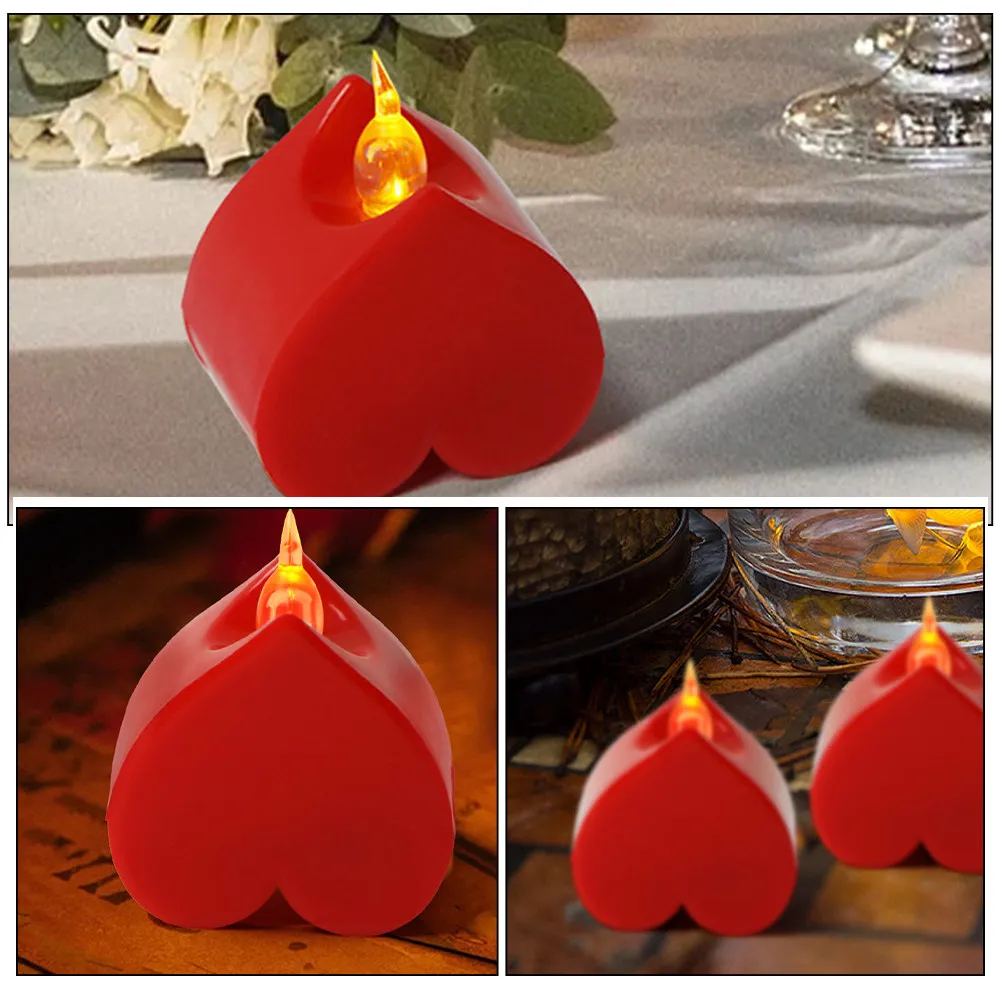 

12 шт. светодиодных ламп в форме сердца, беспламенные электрические светильники для романтического оформления свадеб и вечеринок