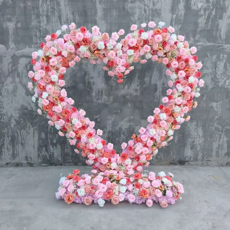 Wedding wedding love arch decoration floral wedding arrangement simulation flower fake flower marriage proposal heart-shape