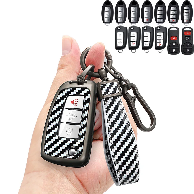 

Zinc Alloy + PU Leather Car Key Fob Cover Case For Nissan Qashqai J11 X-trail Murano Maxima Tiida Altima Quest Juke Geniss