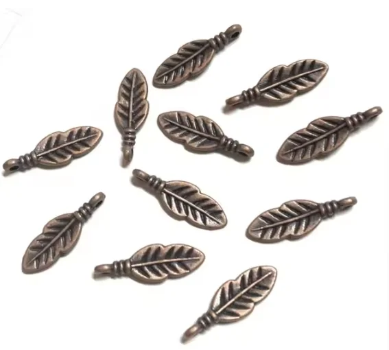 

50pcs 17mmx5.8mmx2mm Copper Tibetan silver feather charms for jewelry findings HWH0608 HWH0358