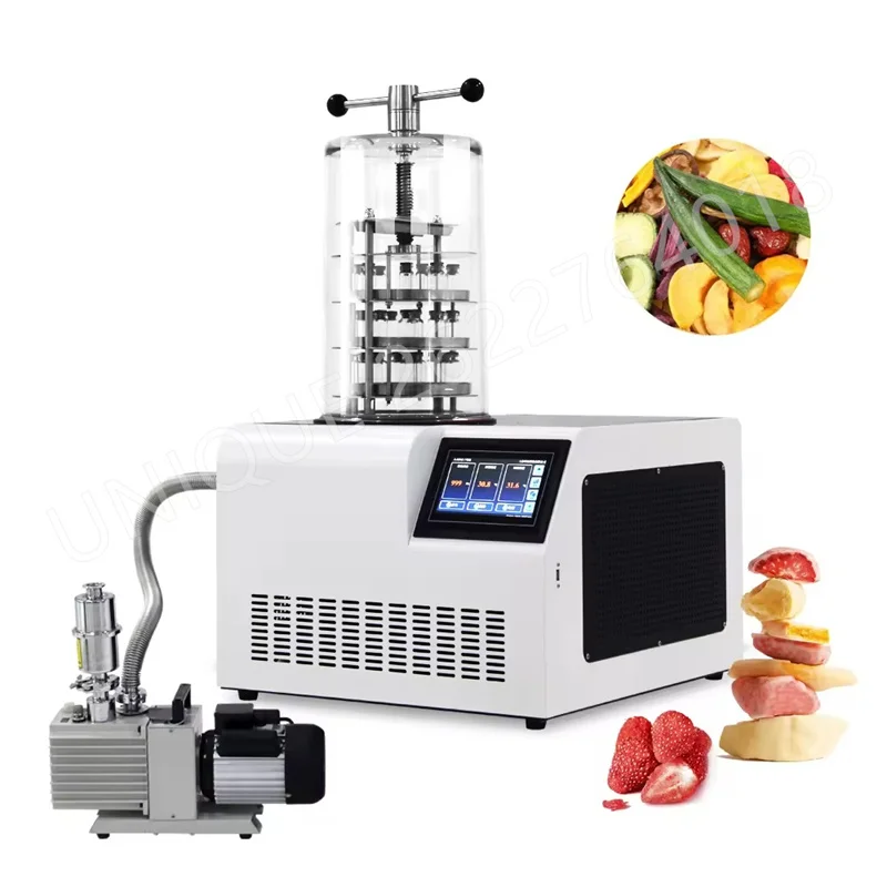 

Table-Top Small Food Grade Vacuum Fruit Food Freeze Drying Machine Home Use Vegetable Freezer Dryer with Pump