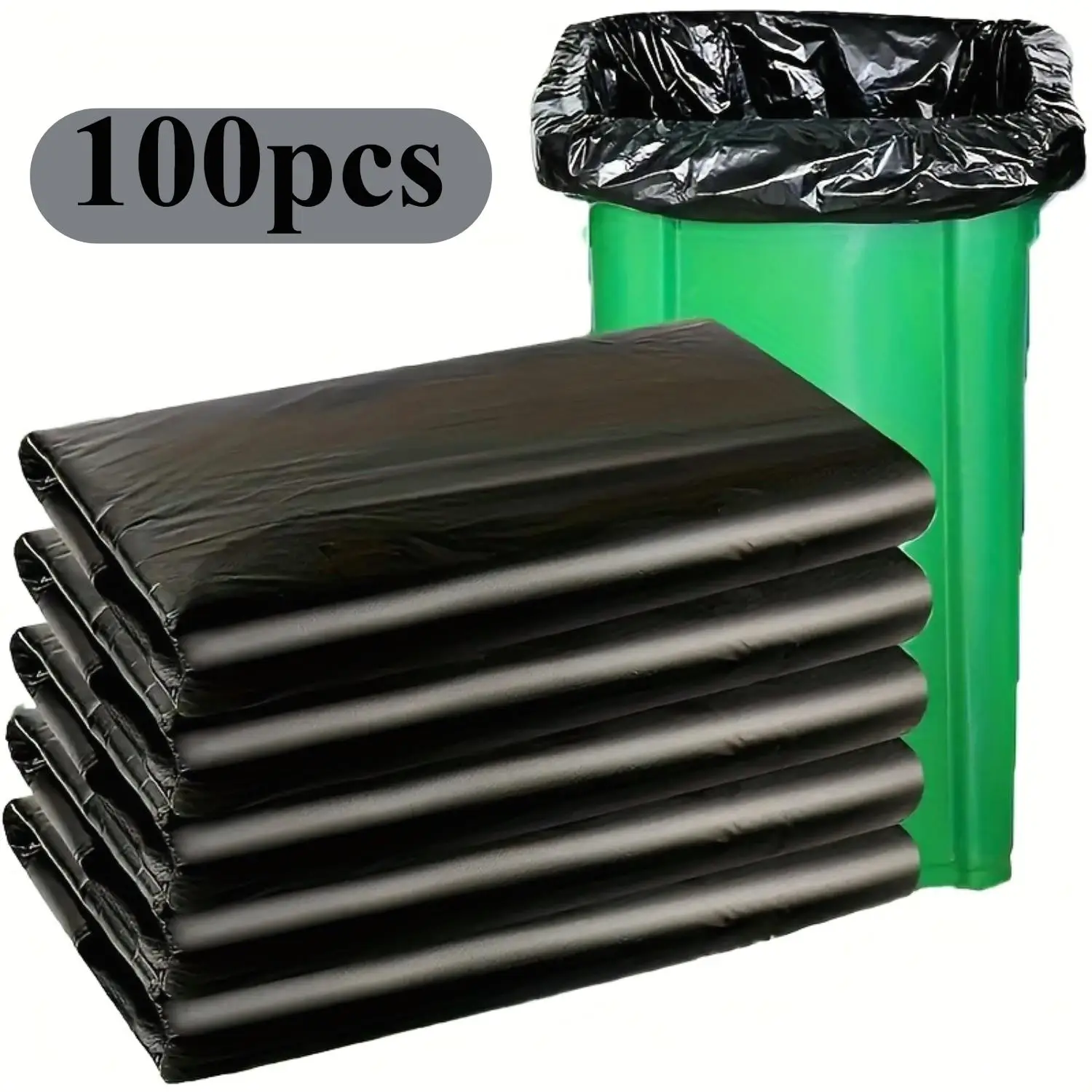 100PCS 45 Gallon Heavy Duty Black Trash Bags, 1.9MIL Large Garbage Bags 35x39.4 for lawn , Leaf & Commercial Use