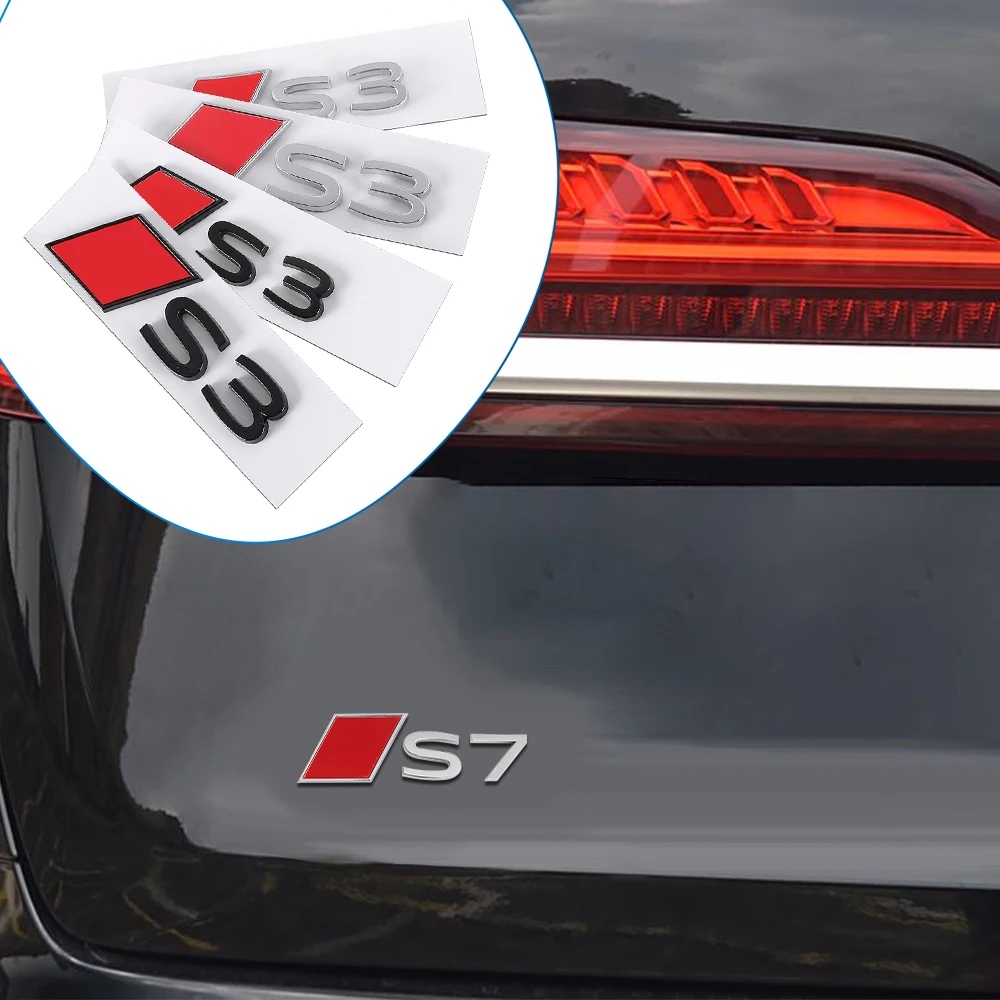 

For Audi Sline S3 S4 S5 S6 S7 S8 Aalloy Car Rear Trunk Badge Stickers Auto Tail Logo Modification Accessories Emblem Decor Decal
