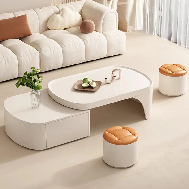 Adjustable Storage Coffee Tables Living Room White Floor Low Mobile Coffee Table Modern Apartamento Mesa Auxiliar Home Furniture