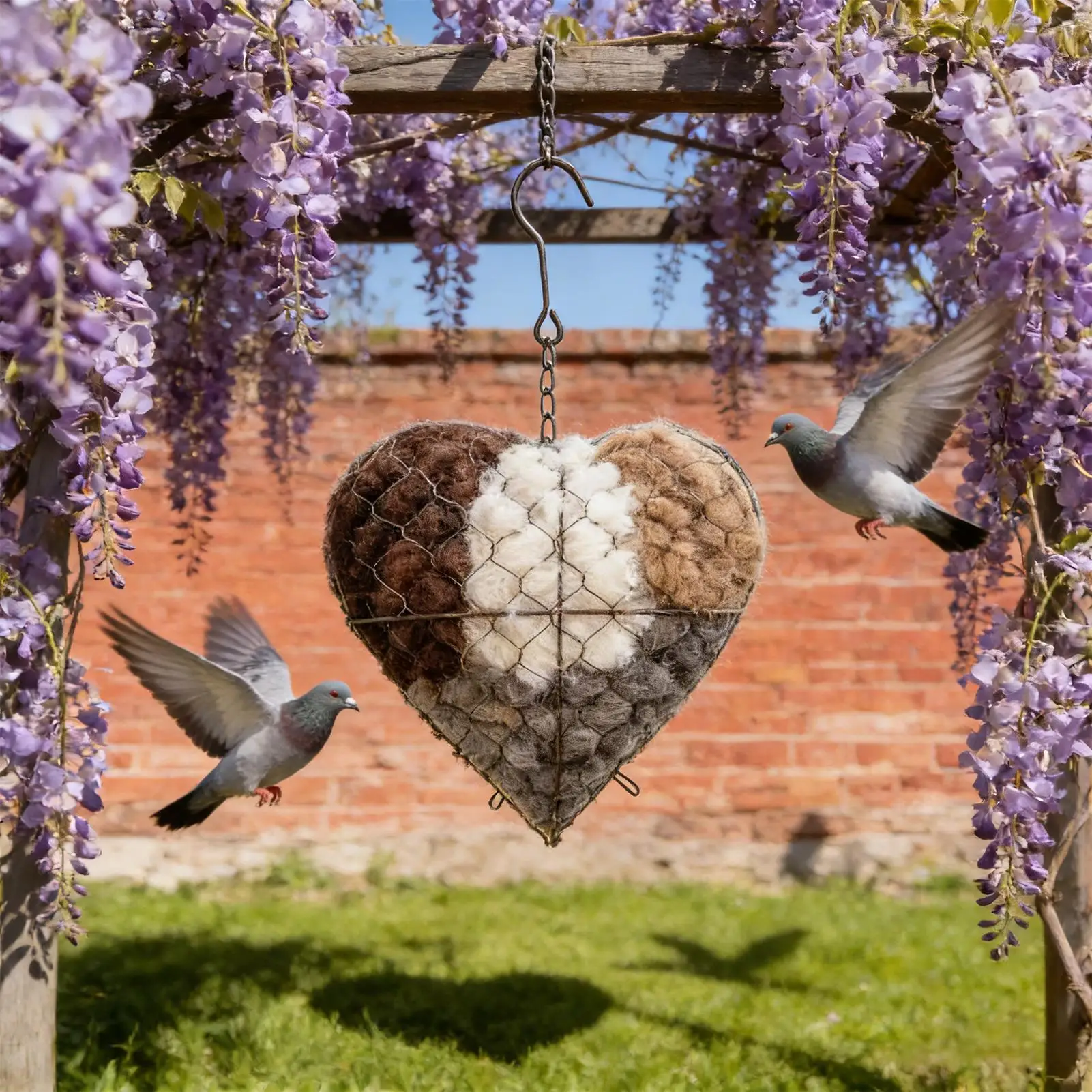 Nido de Pájaros en Forma de Corazón, Recargable, Colgable, para Exteriores, Material de Fibra para Nidos de Pájaros, para Periquitos, Colibríes, Cotorras, Canarios