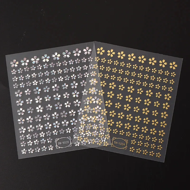 ​​3DLaser Sakura Nail Stickers Holographic Laser Snake Pattern Slider Sakura Water Transfer Nail Decoration Set​