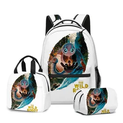 Fashion Novelty Fashion The Wild Robot 3D Printed 3pcs/Set Student School Bags Laptop Daypack Backpack Lunch bag Pencil Case