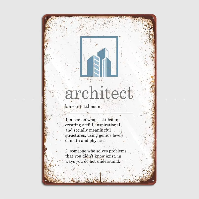 Funny Architect Definition Decor for Room Tin Signs Retro Office Wall Decoration Art Mural Vintage Home Decor Items Poster Metal