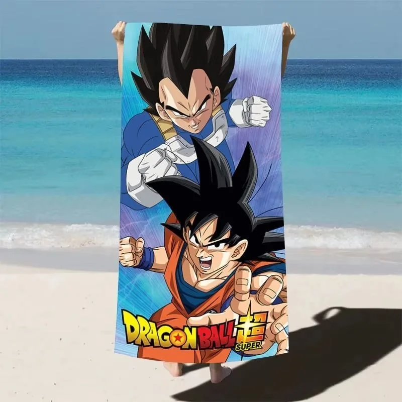 Dragon Ball Goku Meninos e Mulheres Moda Cartoon Criativo Anime Impressão Respirável Secagem Rápida Praia Natação Esportes Toalha de Banho Macia