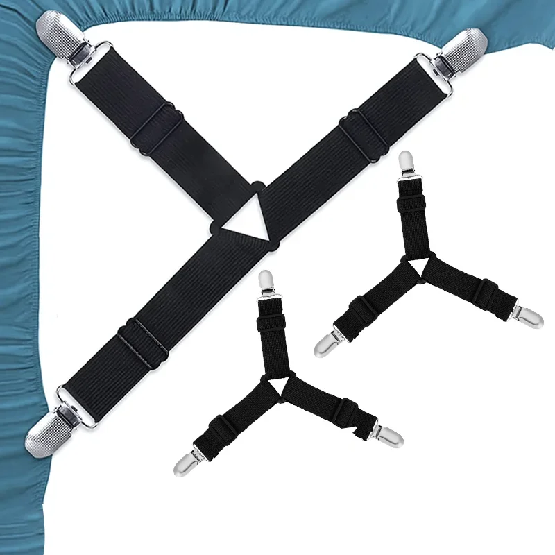 Soporte de sábanas ajustable de 4 piezas, correas ajustadas, Clip elástico antideslizante, mantas, soporte para edredón, artilugios organizadores