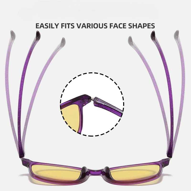 2026 Retro Gelbe Gläser Lesebrille für Damen Klassische Eckige Fassung Weitsichtbrille Vintage Sportbrille Nachtsichtbrille – Detail 4