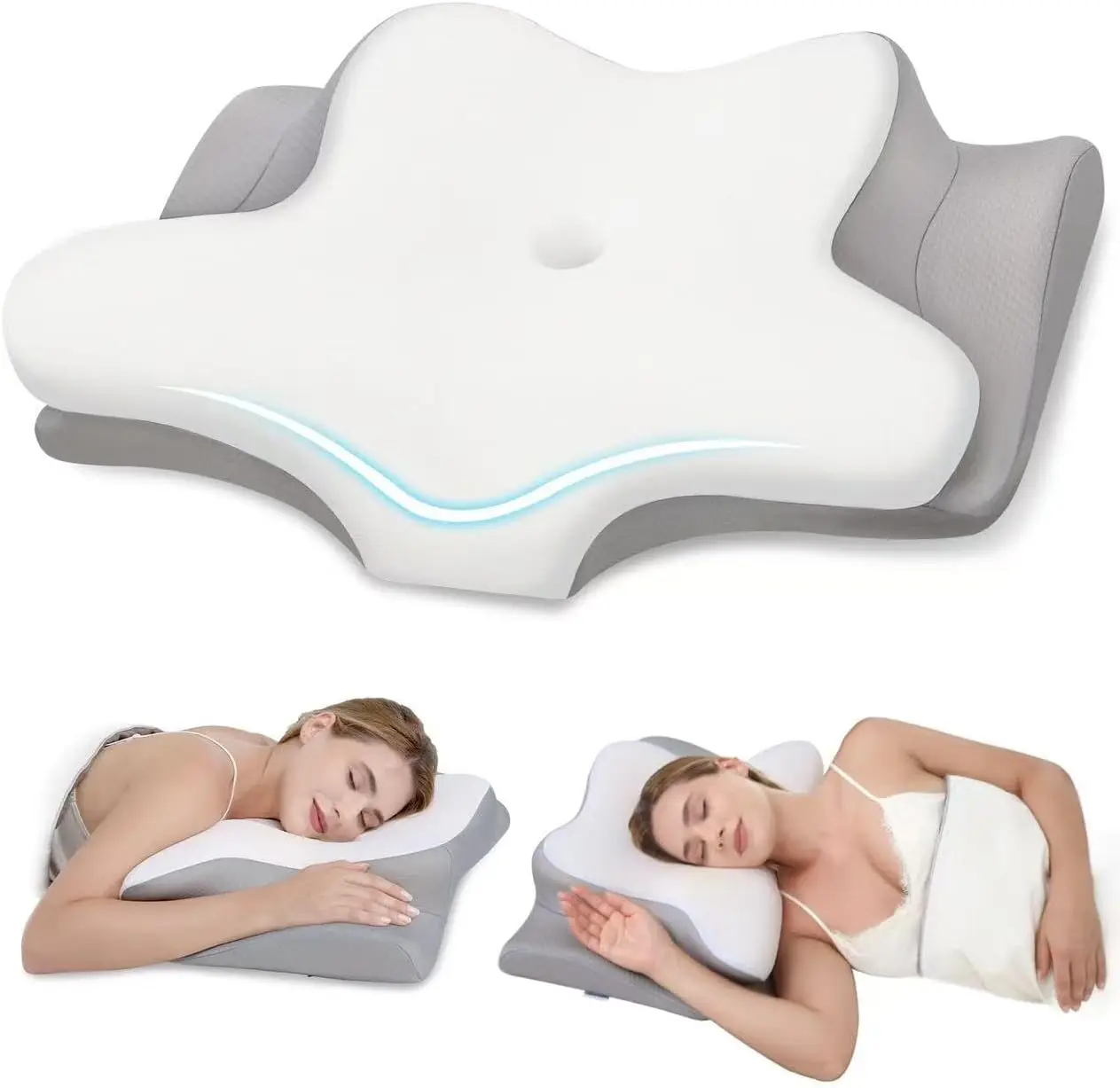 

Memory Foam Cervical Pillow for Pain Relief, Adjustable Height with Breathable Cover for Side, Back, Stomach Sleepers