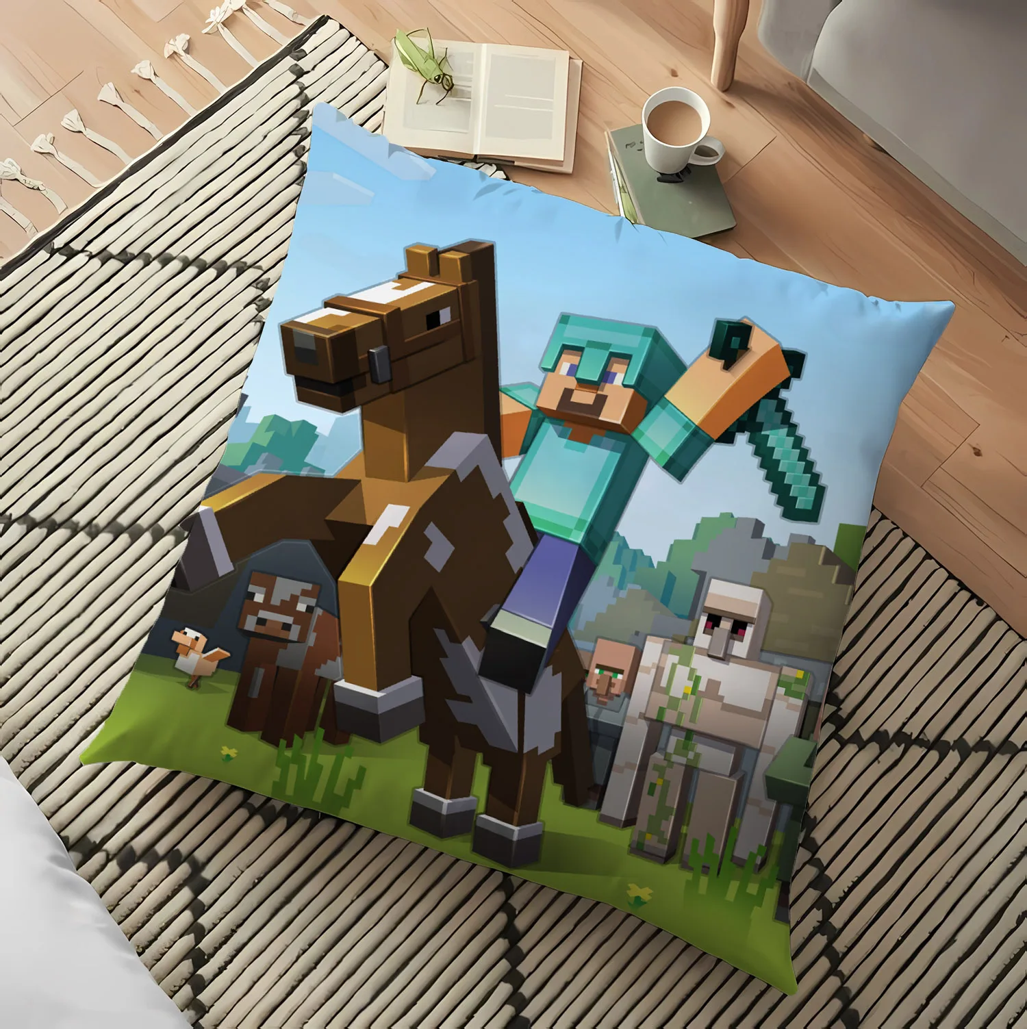 Game Pixel Blocks Decor Pillowslip Miner Craftes Wohnzimmer Sofa Autositzkissenbezug 45 x 45 cm Einseitig bedruckter Kissenbezug