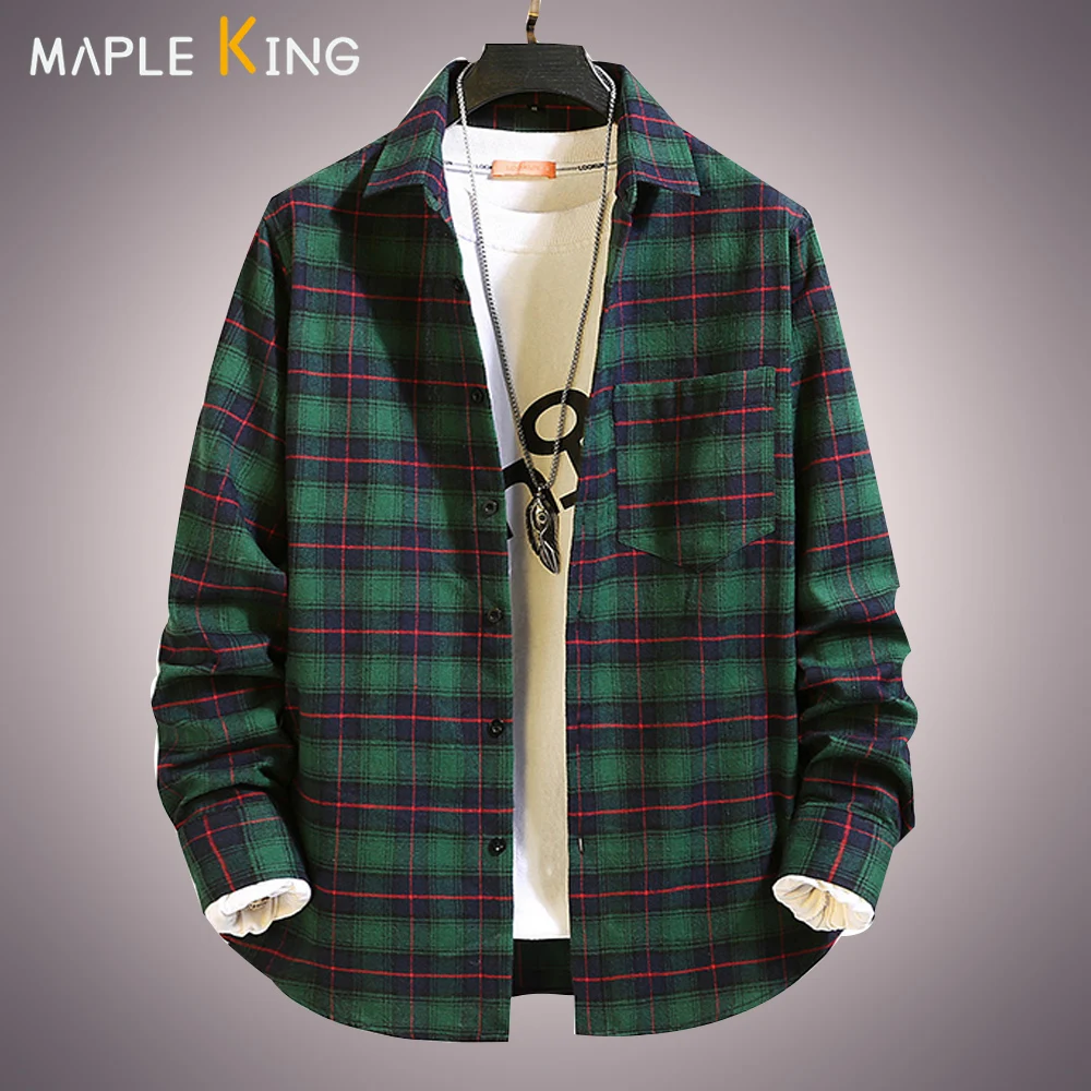 

Harajuku весенняя клетчатая рубашка мужская с длинным рукавом в стиле хип-хоп уличная одежда винтажная карманная дизайнерская одежда мужские деловые рубашки большого размера