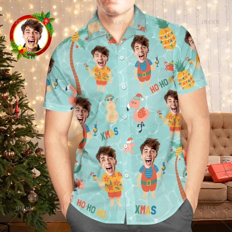 Small Size Men's Fashion 3D Printing Custom Pictures Xmas Shirts Happy Christmas Graphic Shirts & Blouses Kid Funny Short Shirts