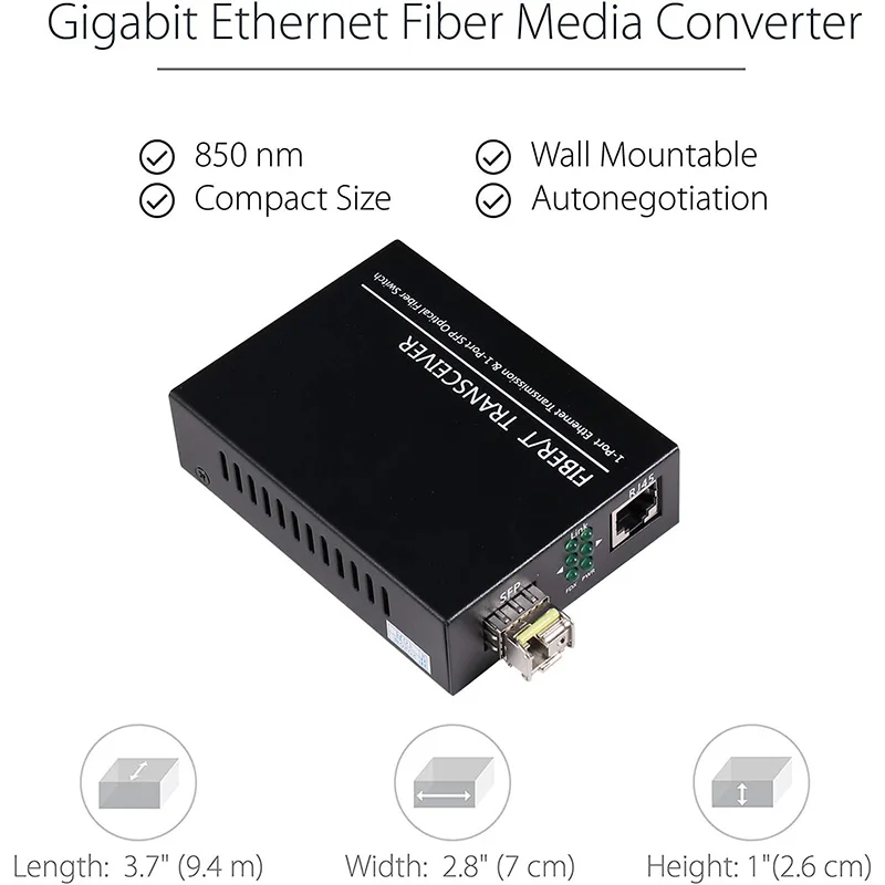 Saikiot Sfp Media Converter 10/100/1000 Base Media Converter Glasvezel Media Converter 10/100/1000