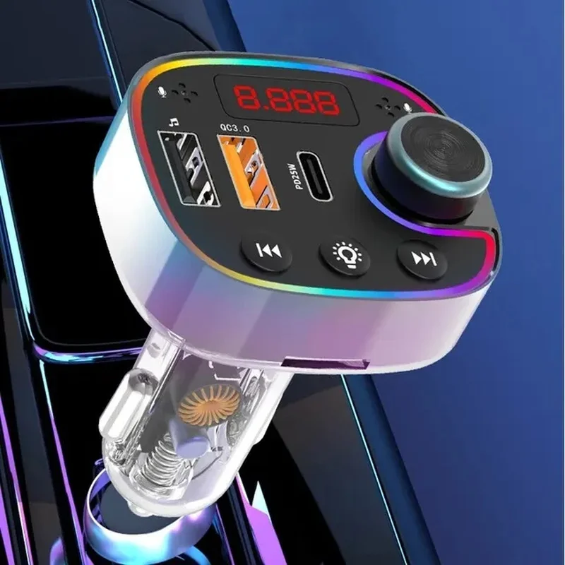 T6S Car Mobile Phone Charger PD Fast Charging Car 5.3 Bluetooth Car Adapter with Dual USB Charging Car Charger MP3 Player
