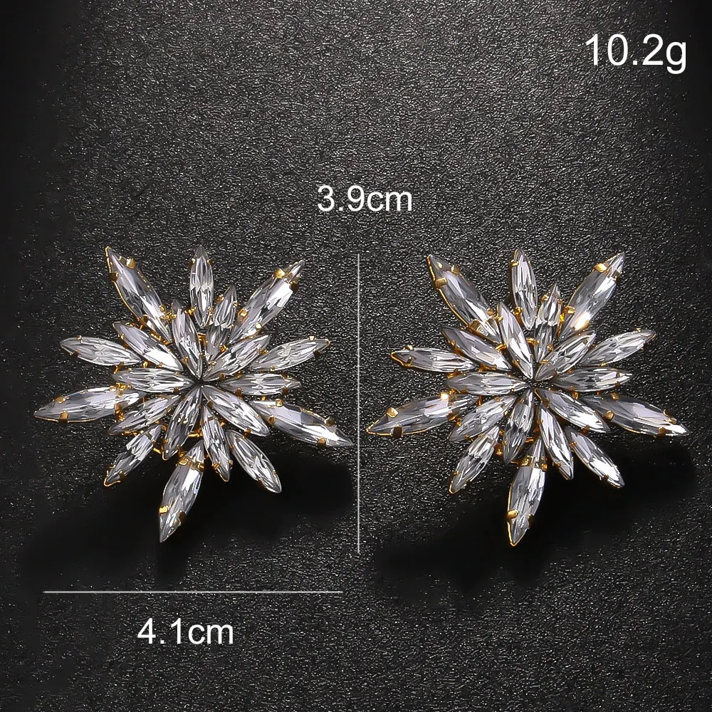 2026 Exaggerated Snowflake Earrings Christmas Jewelry for Women Fashion Large Rhinestone Dangle Earrings New Year Accessories