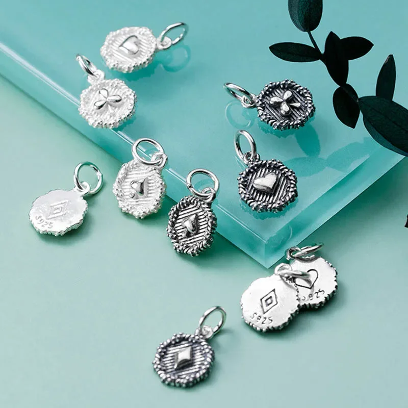 Trustdavis Real 925 Sterling Silver Fashion Sweet Playing CARDS Charm Pendant Handmade DIY Accessories Jewelry Wholesale DZ265