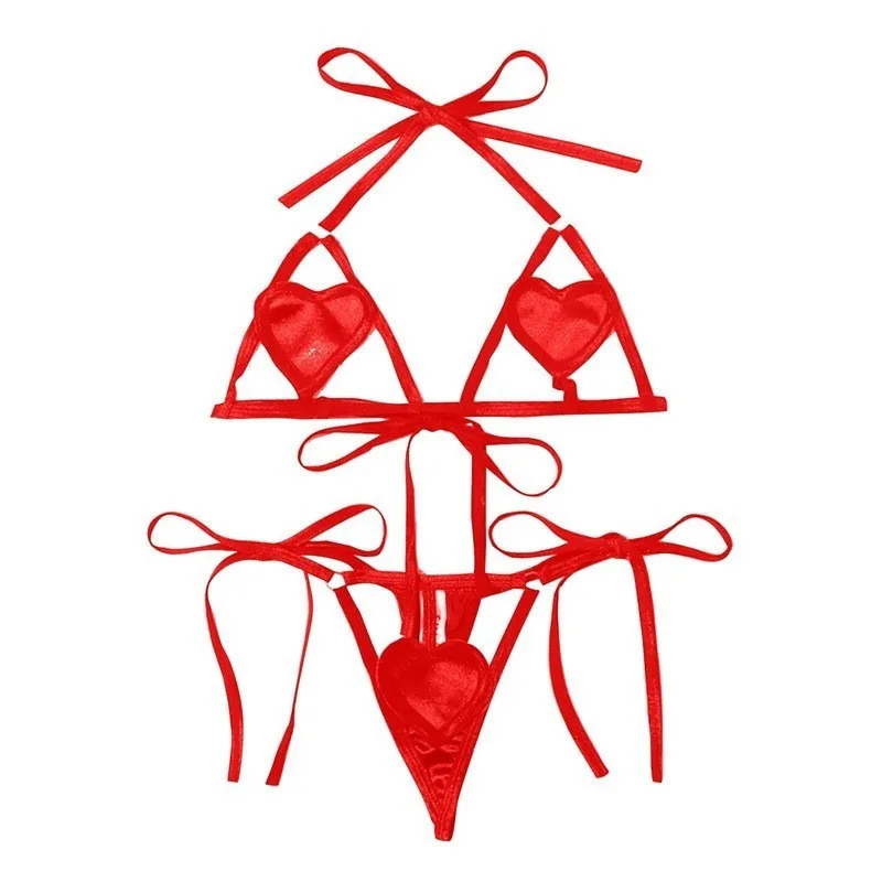 Womens Sexy Strappy Lingerie Set 2 Piece Bra and Panty Sets Cute Heart Cut Out… - Image 6