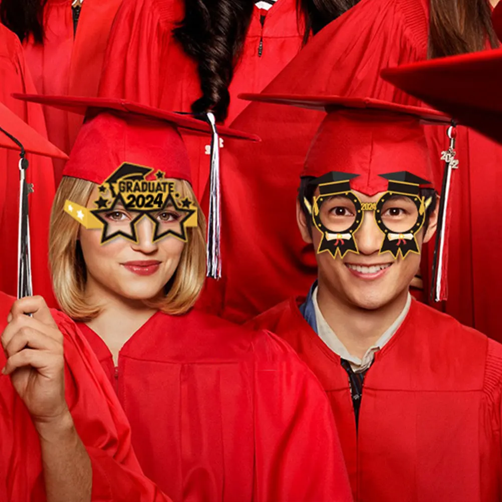 

8 Pcs Eyeglasses Decor Set Lightweight Graduation Party Photo Props 2024 Funny Glasses Frames Gifts for Celebration
