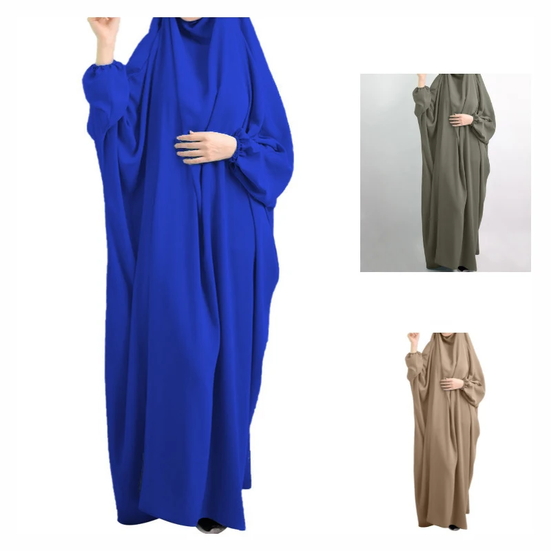 

Eid Bat Sleeve Hooded Robe Muslim Women Hijab Prayer Garment Jilbab Abaya Full Face Middle East Dubai Dress Islamic Clothing