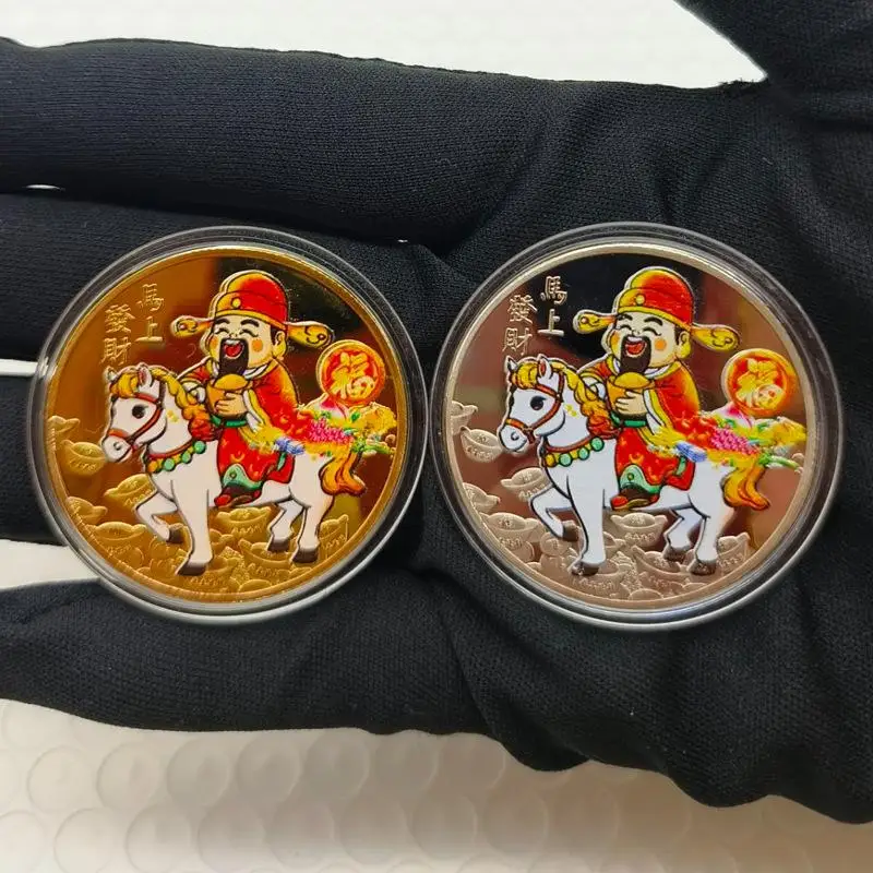【WO-OW】وسام الحصان 2026 حصان زودياك صيني السنة الجديدة تذكارية عملة الحصان الحرف المعدنية هدية ميدالية تذكارية #4
