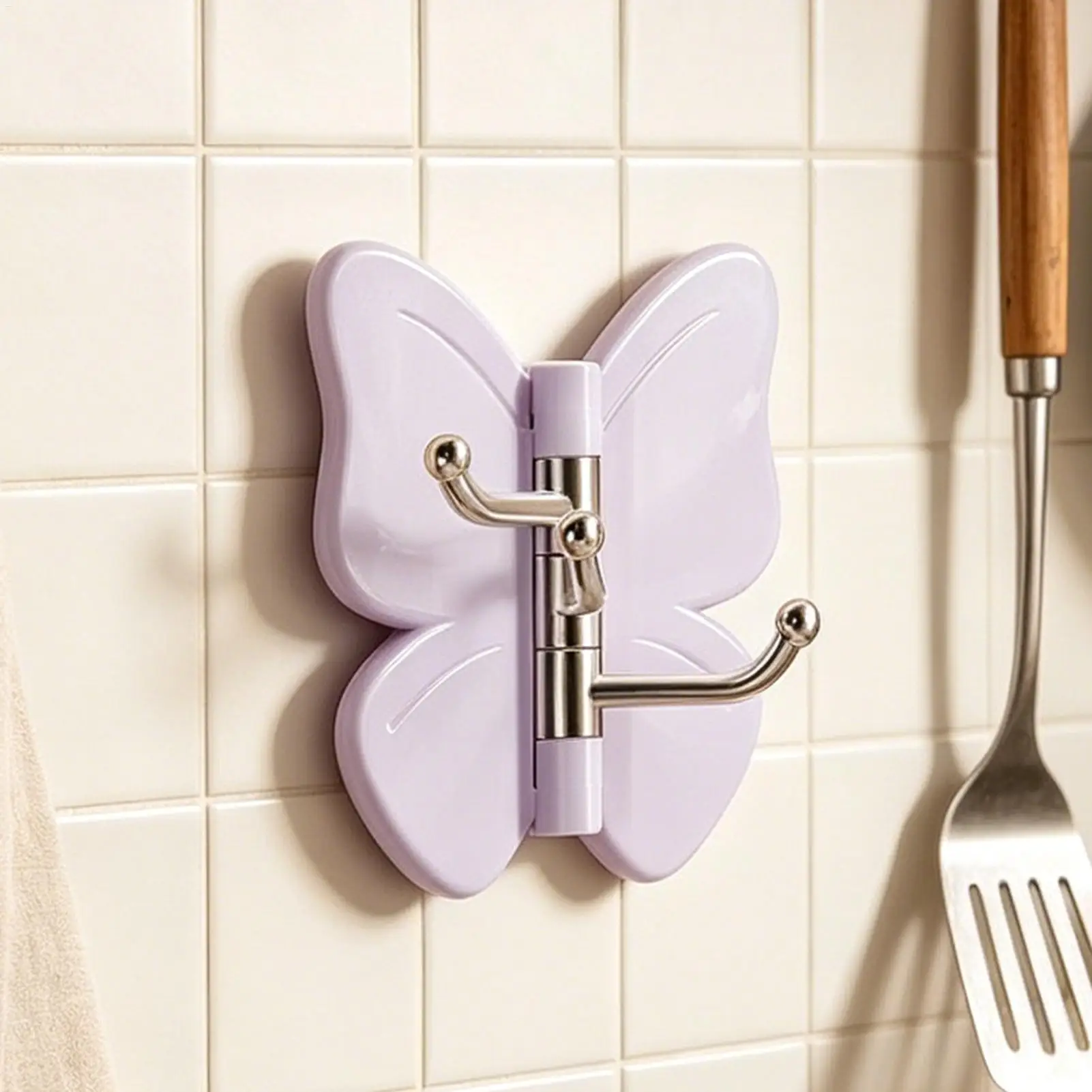 Self Adhesive Butterfly Wall Hooks 3-Branch Rotating Adhesive Hanger Bathroom Towel Hook Key Hanging Holder For Home Kitchen