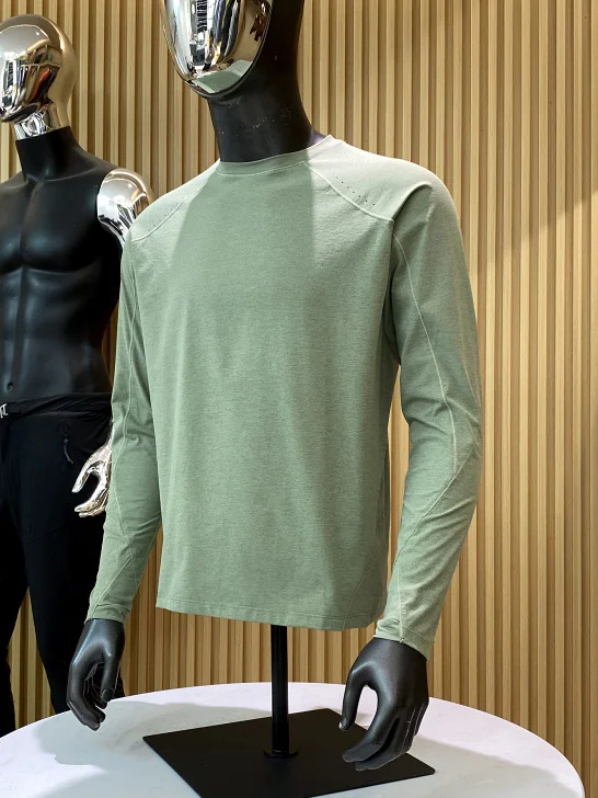 Men's Breathable Long Sleeve T-Shirt Quick Dry Outdoor Sports Fashion Urban Style Polyester Fiber round Neck Casual Fit