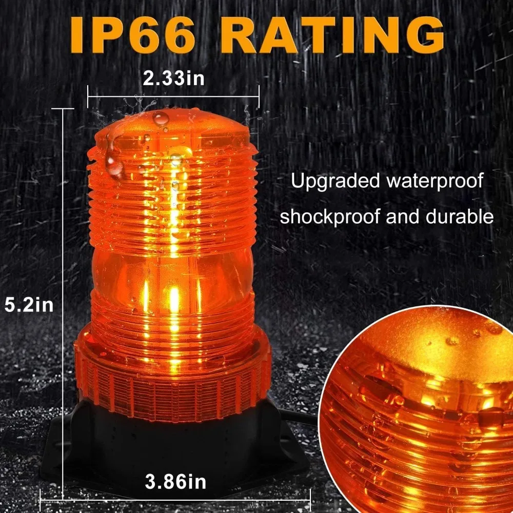 2PCs Roof LED Strobe Lamp 12 V-24V Warning Emergency Safety Flash Lamp with Magnetic Waterproof Roof Warning Light