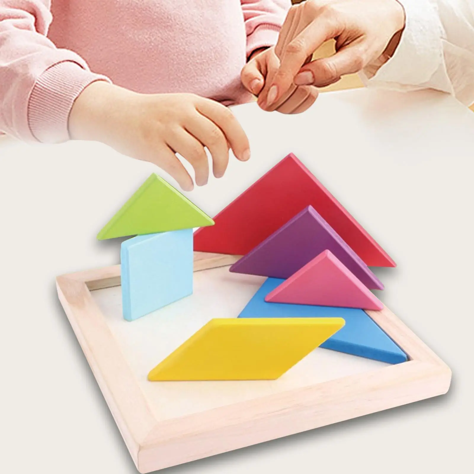 Wooden Tangrams Puzzles Shape Pattern Block, Educational Toy,Brain Teaser Manipulatives Games for Kindergarten Boys Girls