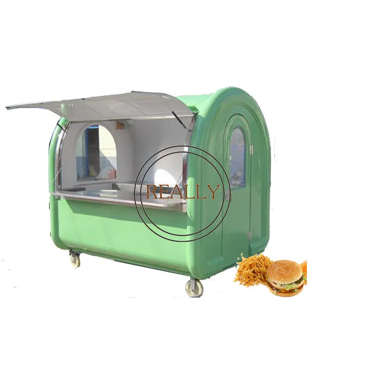 

2.2M Green Color Stainless Steel Commercial Snacks Catering Kiosk Trailer Mobile Food Cart for Sale