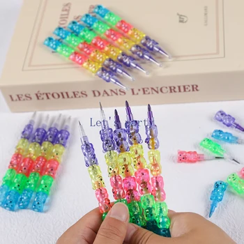 10 szt. Kolorowy miś do układania w stosy blok malowanie ołówek kredka dla dzieci upominki na przyjęcie urodzinowe powrót do szkoły artykuły papiernicze nagrody Pinata