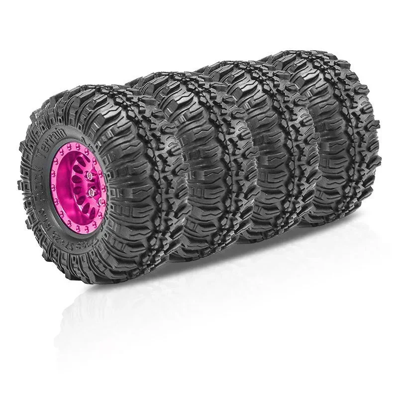 

4pcs 1.0 Crawler Tires and Beadlock Wheels Rims for Axial SCX24 AX24 FMS FCX24 FCX18 TRX4M 1/24 1/18 RC Rock Crawler Car